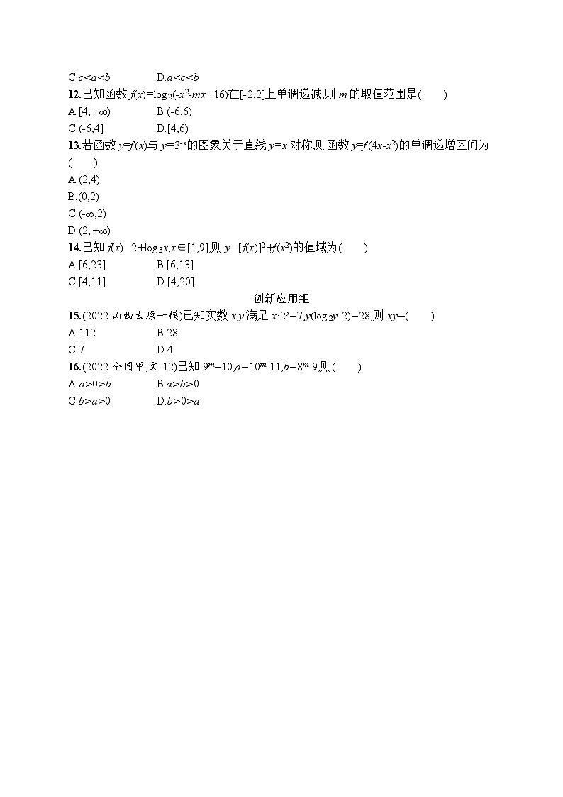 2023年高考指导数学(人教A文一轮)课时规范练10 对数与对数函数02