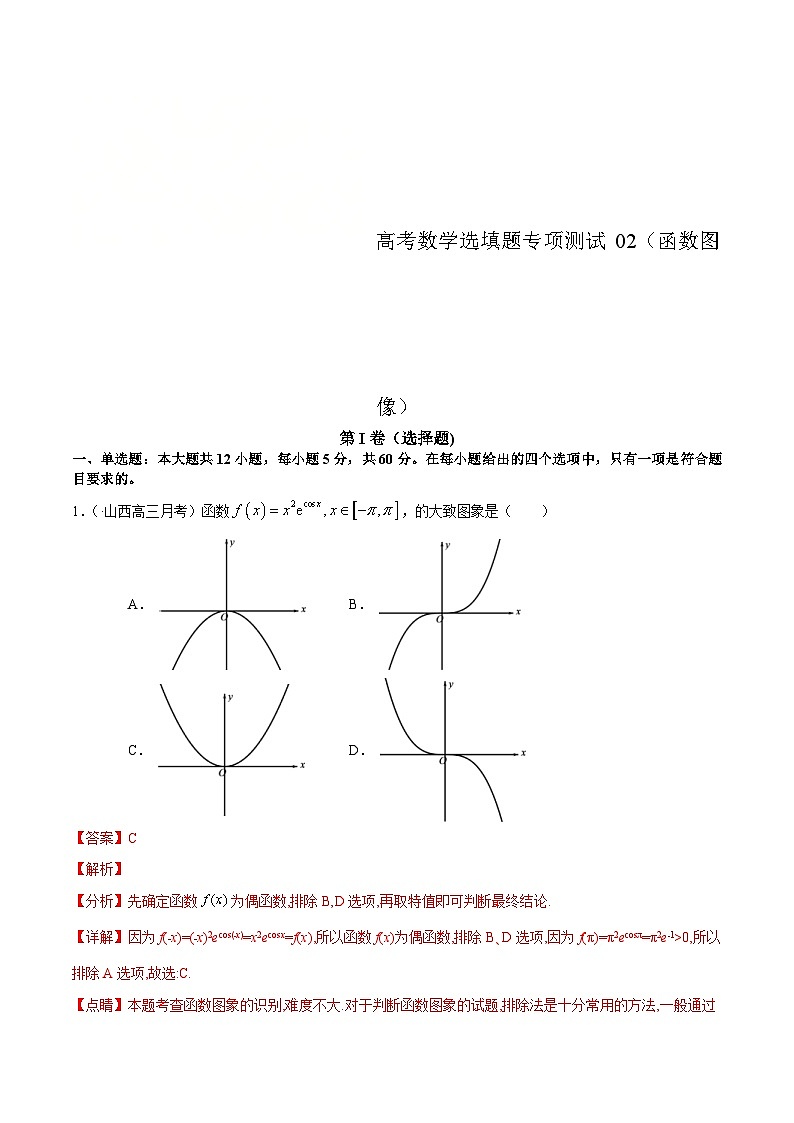 (通用版)高考数学二轮复习选填题专项测试第8篇函数图像02（含解析）01