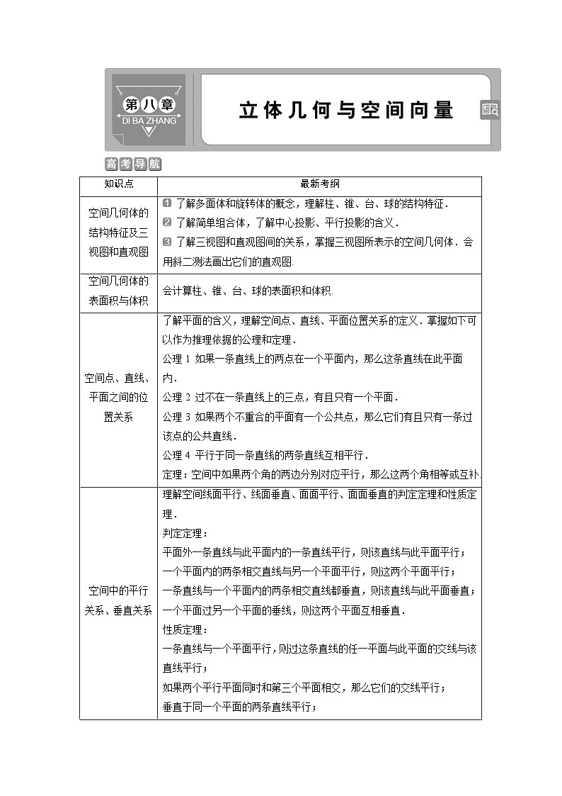 新高考数学一轮复习课时讲练 第8章  第1讲　空间几何体的结构特征及三视图和直观图 (含解析)01