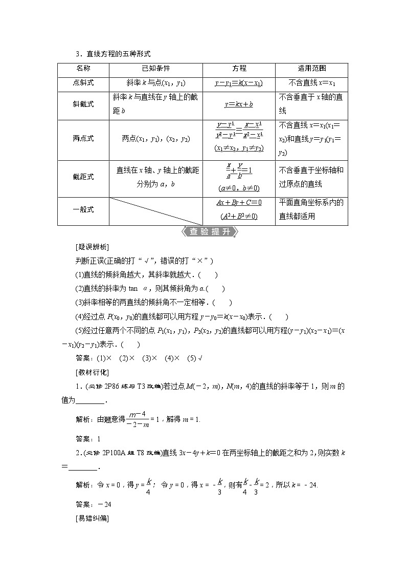 新高考数学一轮复习课时讲练 第9章  第1讲　直线的倾斜角与斜率、直线的方程 (含解析)第2页