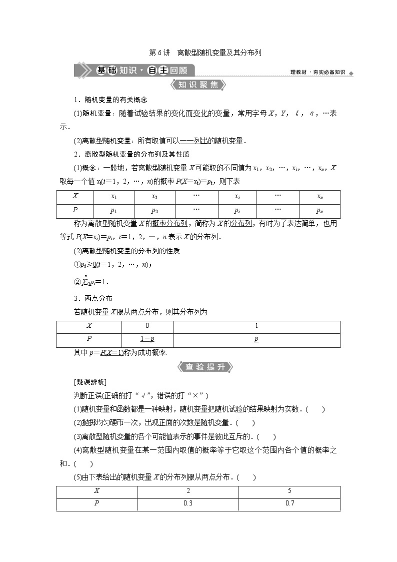 新高考数学一轮复习课时讲练 第10章  第6讲　离散型随机变量及其分布列 (含解析)第1页
