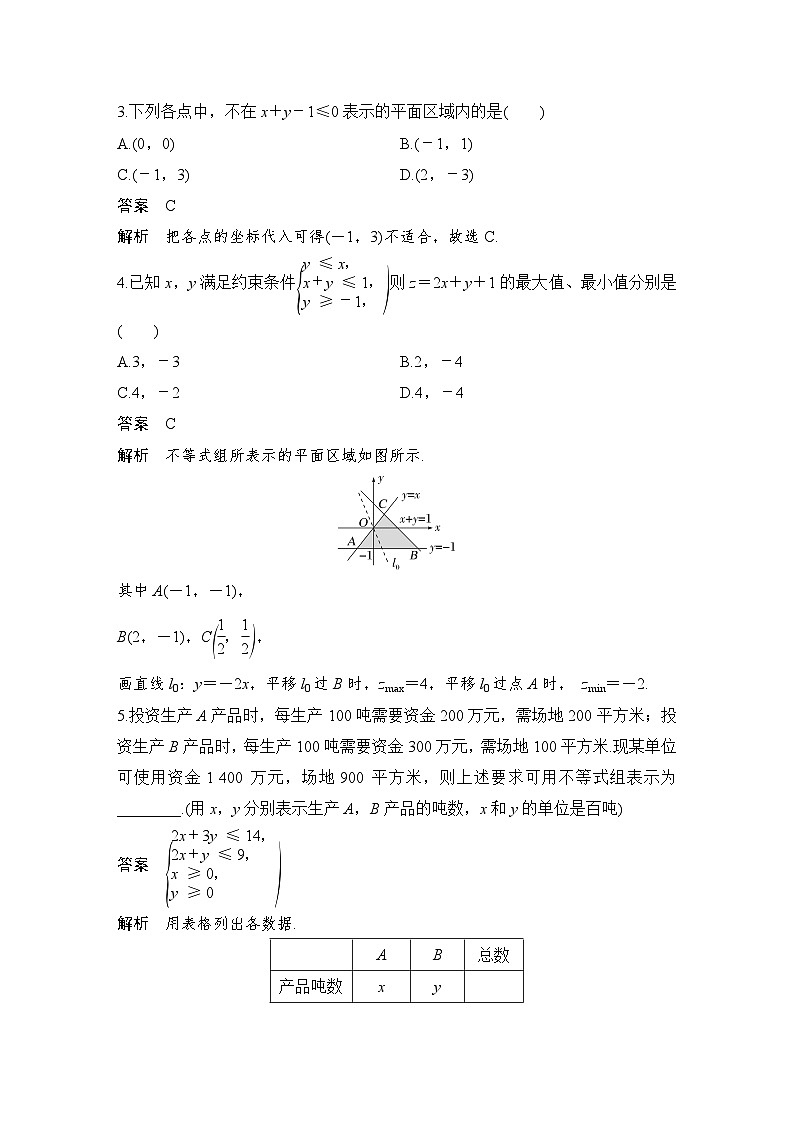 备战2024年高考数学大一轮复习（人教A版-理）第七章 不等式、推理与证明 第2节 二元一次不等式(组)与简单的线性规划问题03