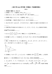 上海市上海中学2022-2023学年高一下学期期末数学试题(无答案)