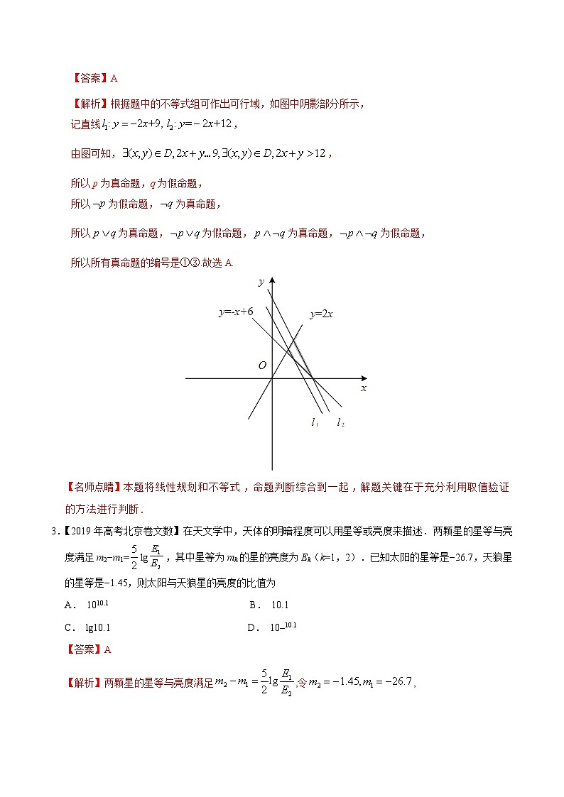 艺术生高考数学真题演练 专题13 不等式、推理与证明（教师版）第3页