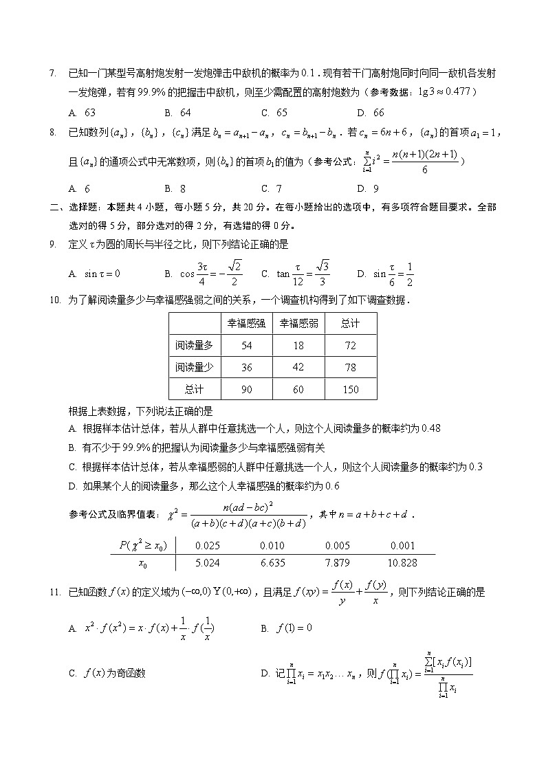 2024届新高三适应性检测数学试题第2页