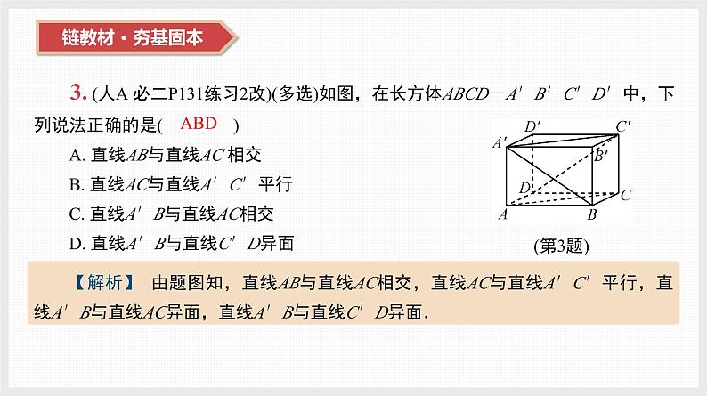 2024全国一轮数学（基础版）第33讲 空间点、线、面之间的位置关系课件PPT第7页