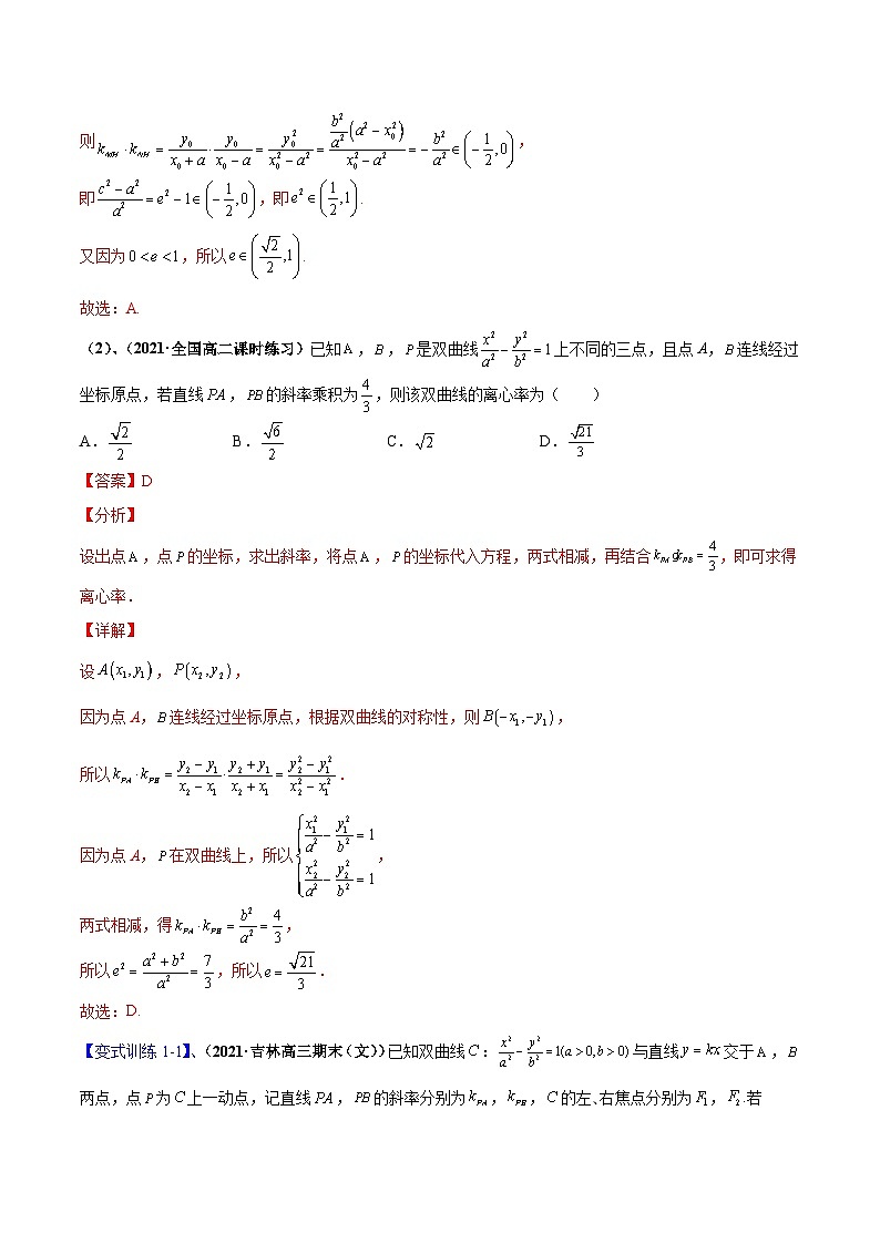 专题06 圆锥曲线的第三定义与斜率乘积是定值模型-高考数学满分突破之解析几何篇03