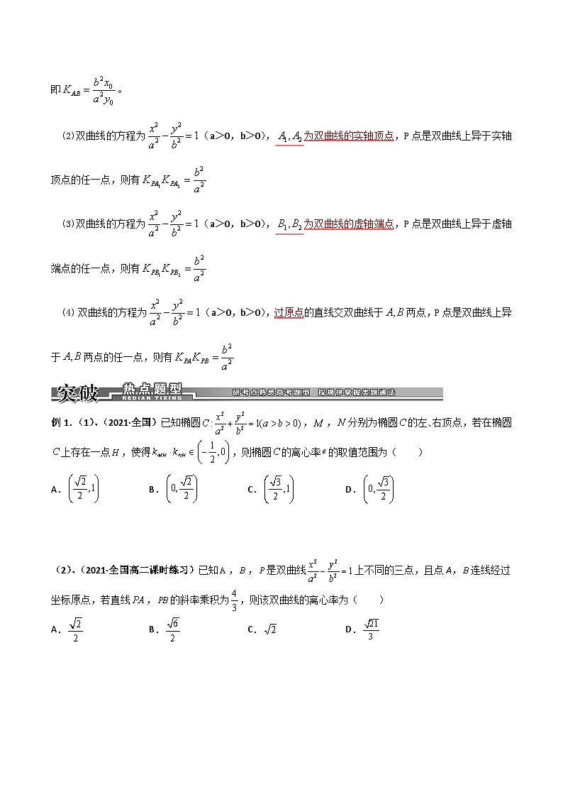 专题06 圆锥曲线的第三定义与斜率乘积是定值模型-高考数学满分突破之解析几何篇02
