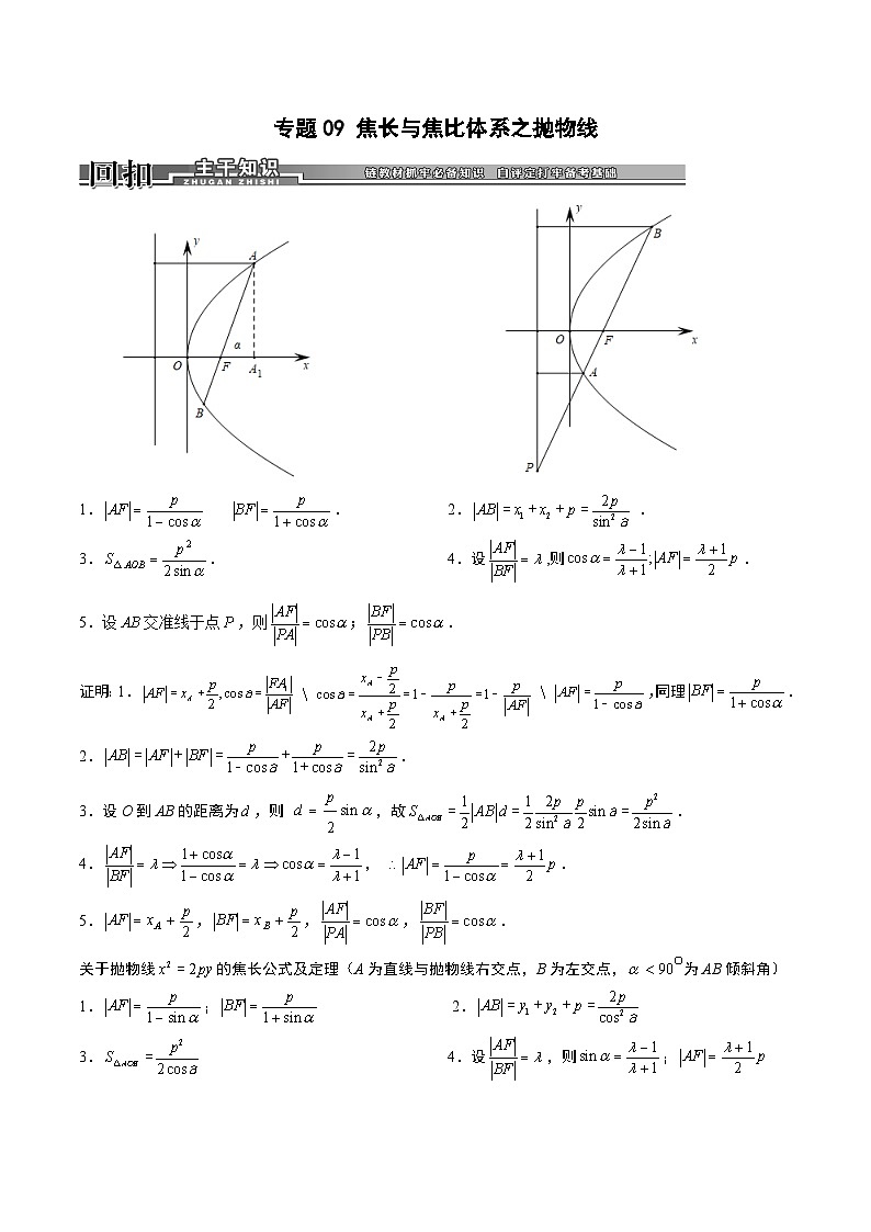 专题09 焦长与焦比体系之抛物线-高考数学满分突破之解析几何篇01