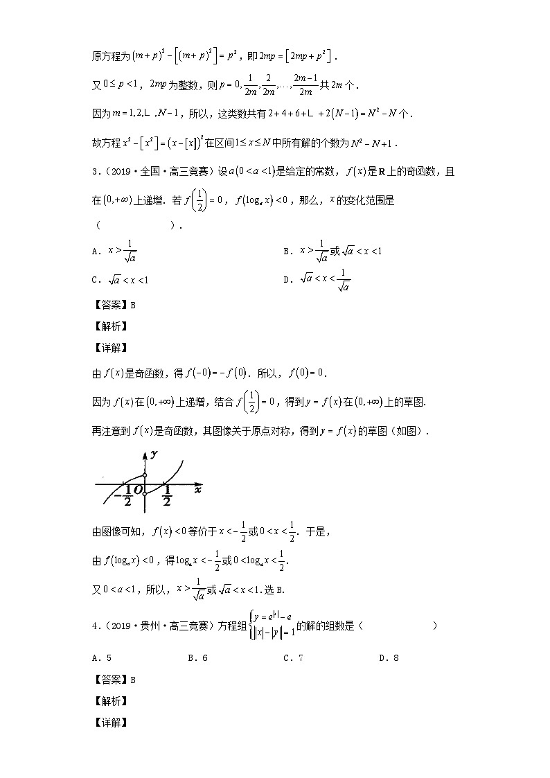 高中数学竞赛专题大全竞赛专题2函数50题竞赛真题强化训练含解析02