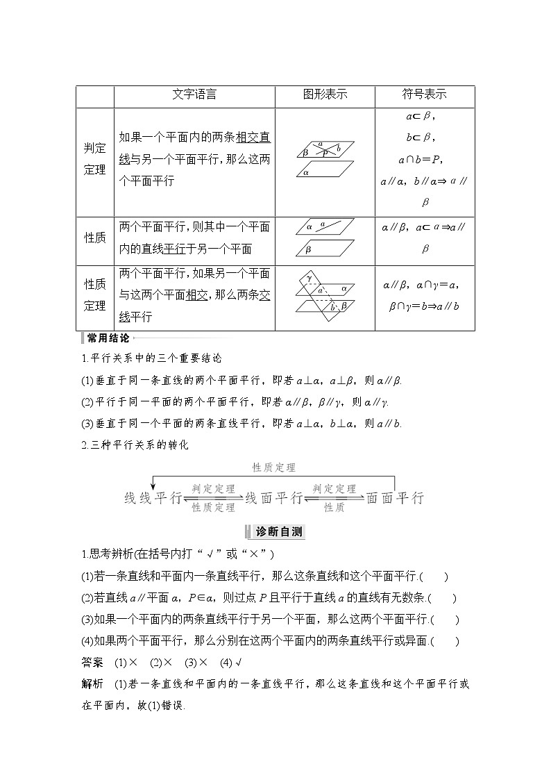 2024高考数学大一轮复习Word版题库（人教A版文）第八章 立体几何 第4节 直线、平面平行的判定与性质第2页