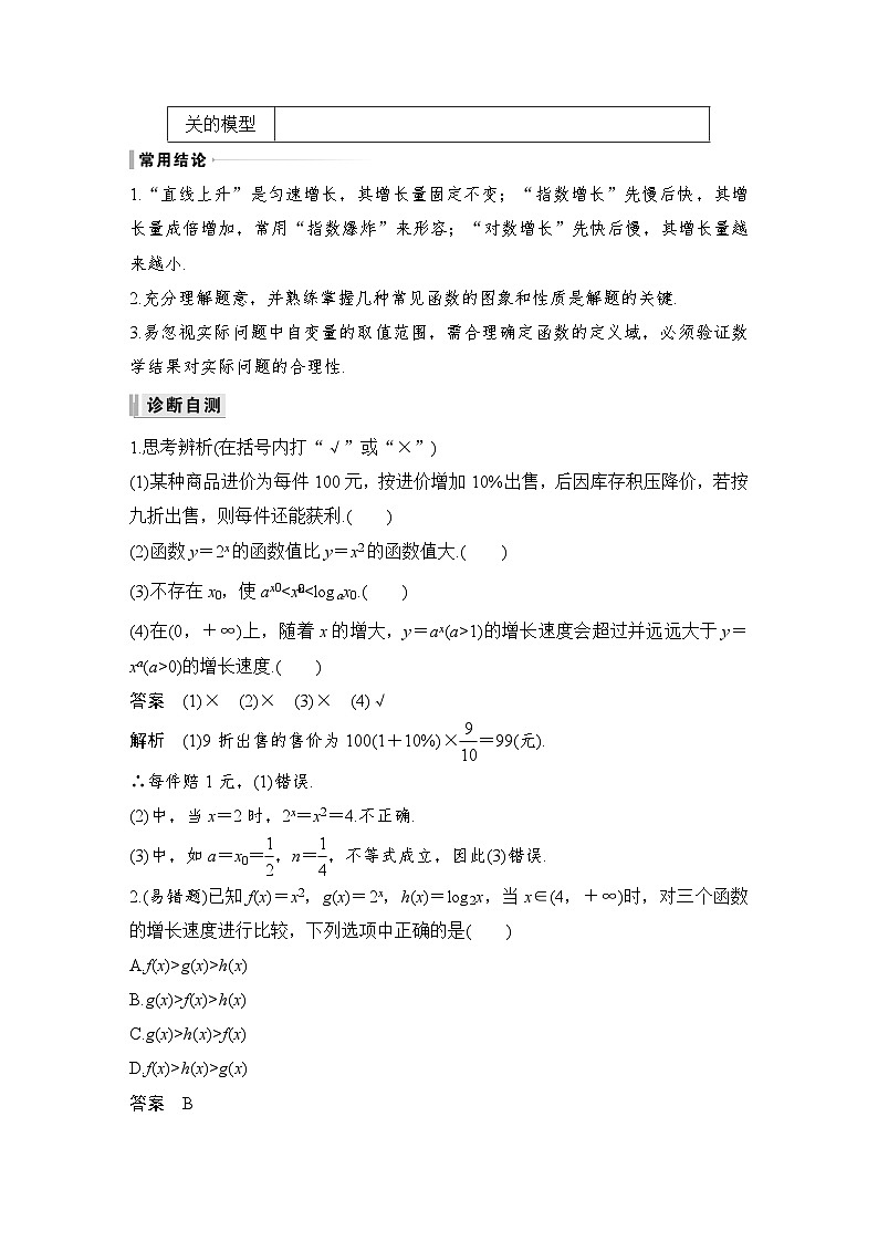 2024高考数学大一轮复习Word版题库（人教A版文）第二章 函数概念与基本初等函数Ⅰ 第9节 函数模型及其应用第2页