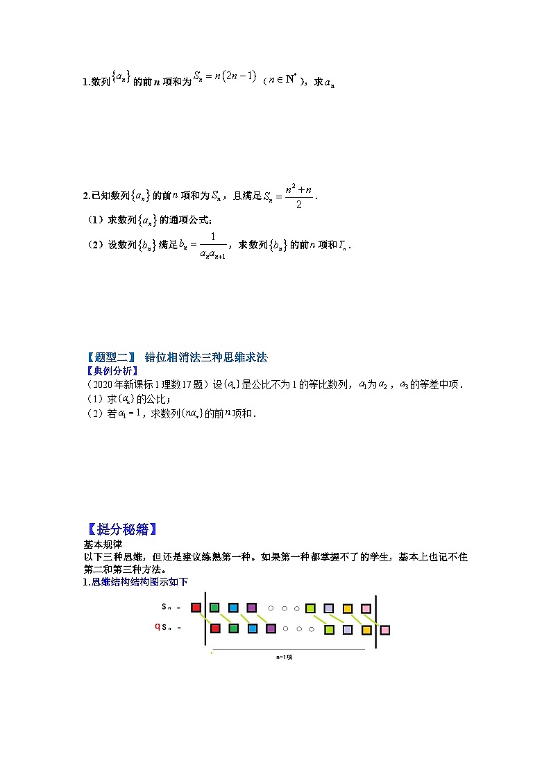 专题6-2 数列求和15种类型归纳-2022年高考数学毕业班二轮热点题型归纳与变式演练（全国通用）（原卷版）02