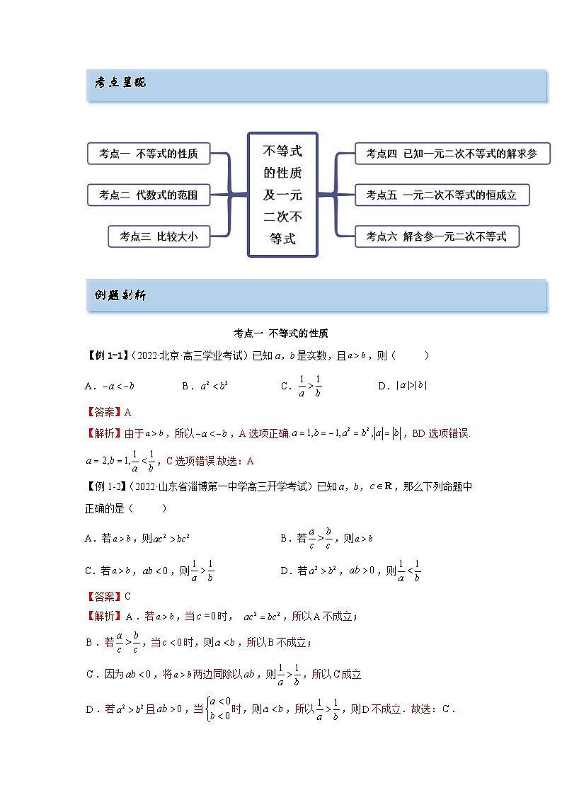 备战2024年高考数学一轮复习（一隅三反基础版新高考专用）2-1 不等式的性质及一元二次不等式（精讲）（基础版）（解析版）第2页