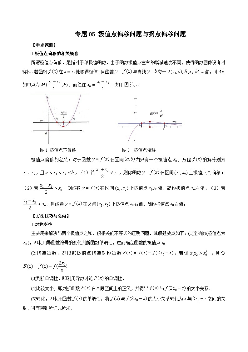 专题05 极值点偏移问题与拐点偏移问题 -新高考数学大一轮复习讲义之方法技巧与题型全归纳（新高考专用）01