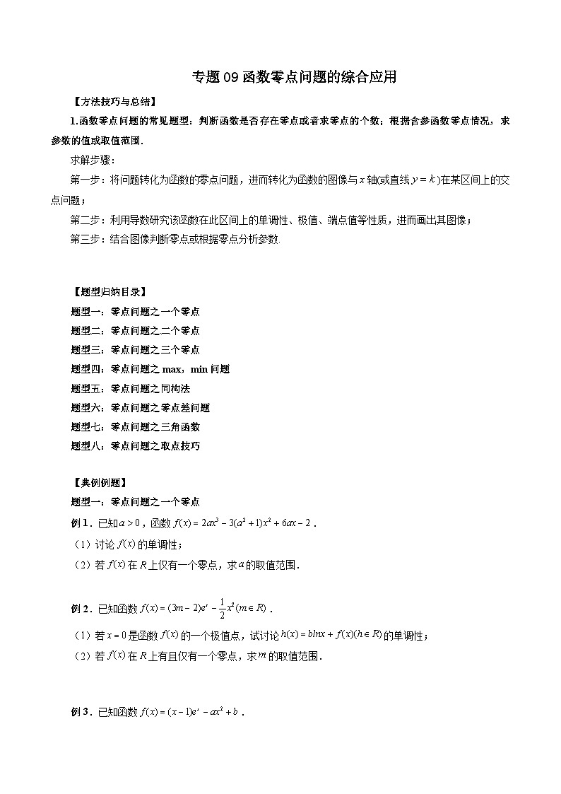 专题09 函数零点问题的综合应用-新高考数学大一轮复习讲义之方法技巧与题型全归纳（新高考专用）01