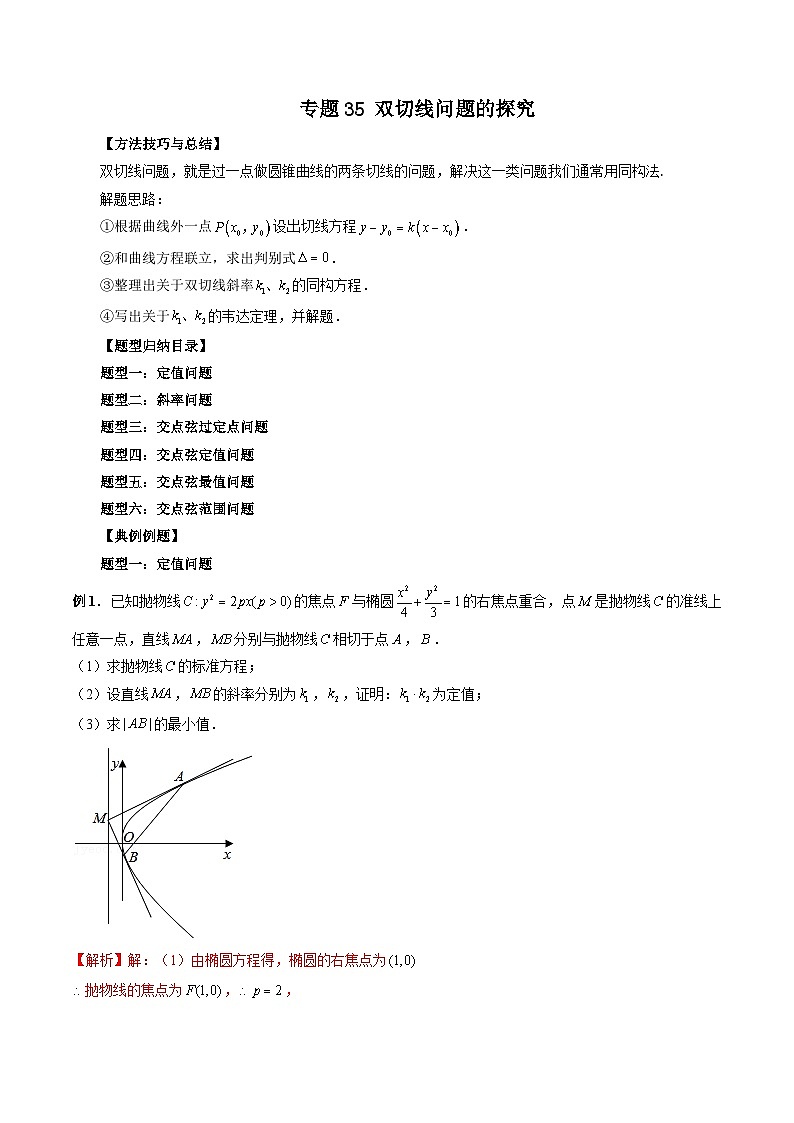 专题35 双切线问题的探究（解析版）第1页