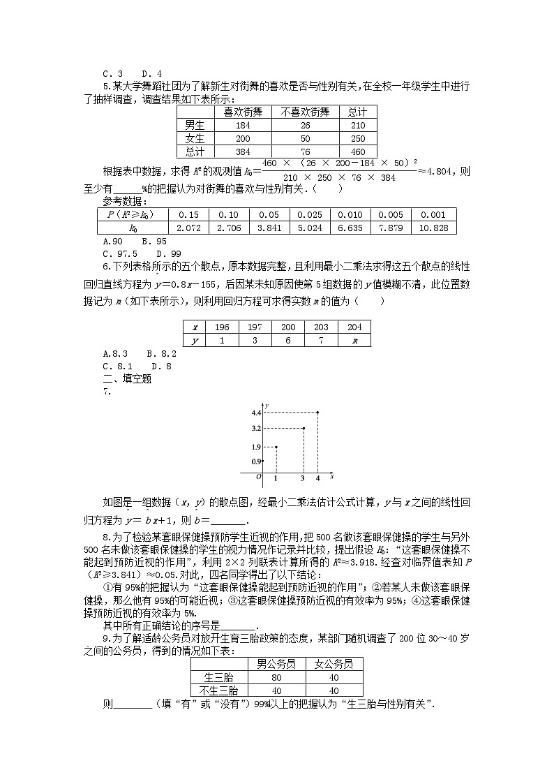 统考版2024版高考数学一轮复习微专题小练习专练55变量的相关关系统计案例文02