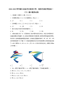 2022-2023学年浙江省金华市东阳中学、东阳外国语学校高一（下）期中数学试卷（含解析）
