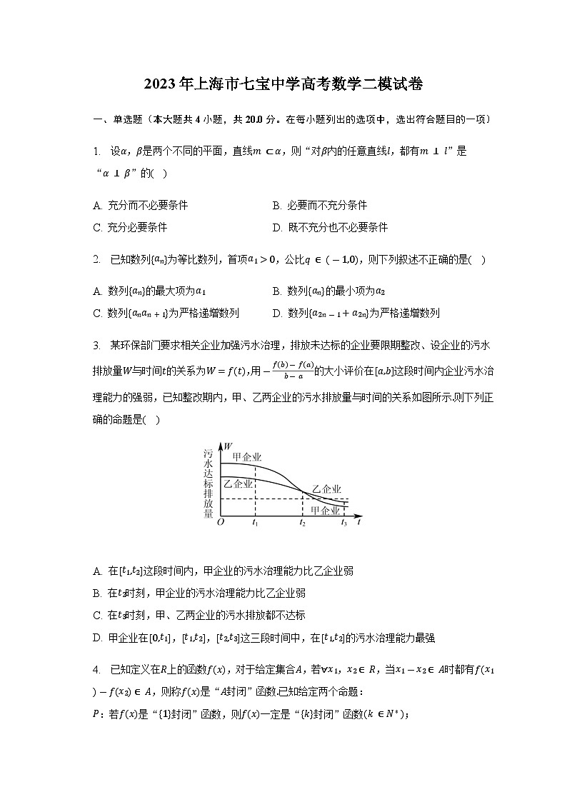 2023年上海市七宝中学高考数学二模试卷含答案01
