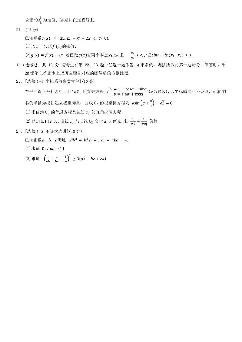 2023届河南省洛阳市高三下学期5月考前模拟综合练习理科数学试题（二）PDF版含答案03