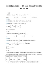 2023届甘肃省兰州市第六十一中学（兰化一中）高三第八次阶段考试数学（理）试题含解析