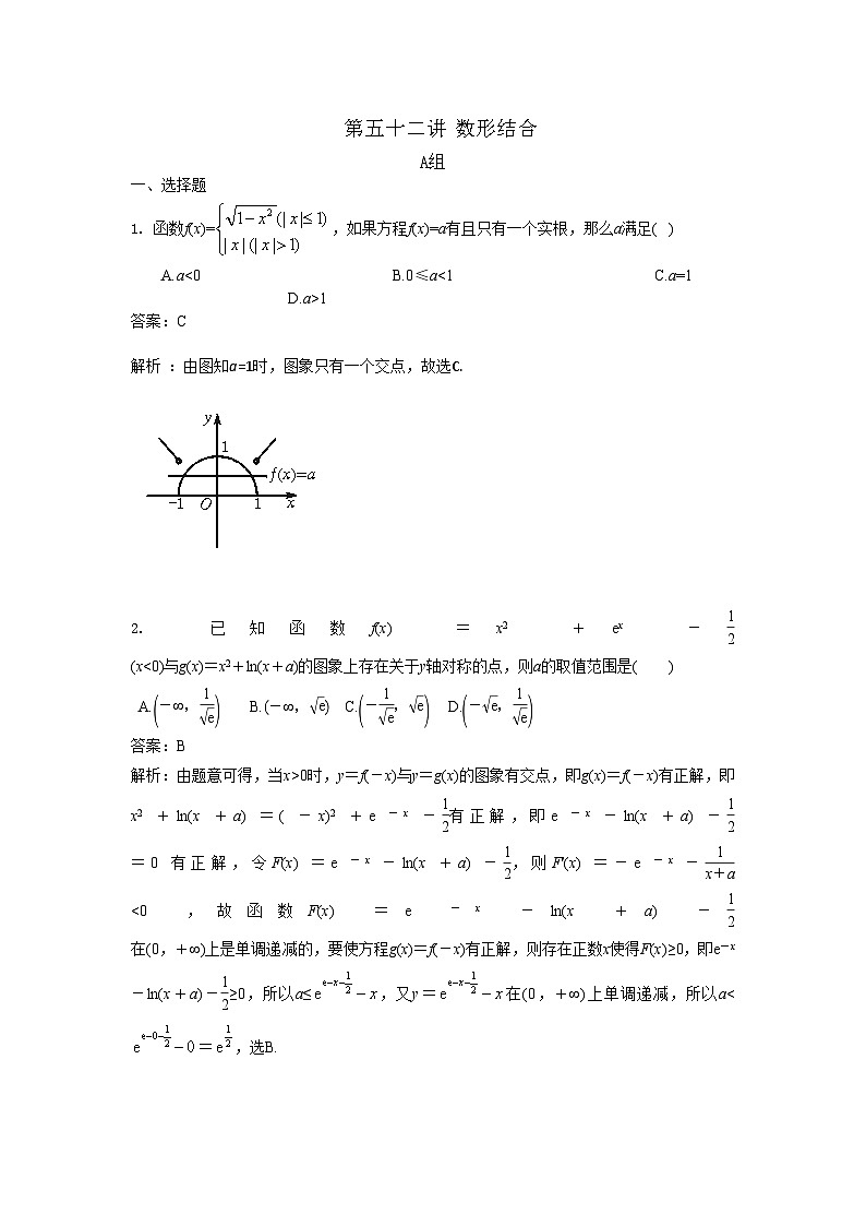 高中数学高考复习 第52讲 数形结合 练习01