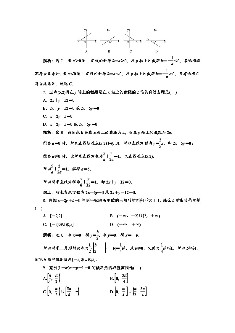 备战2024高考一轮复习数学（理） 课时验收评价（五十三） 直线的倾斜角与斜率、直线方程第2页