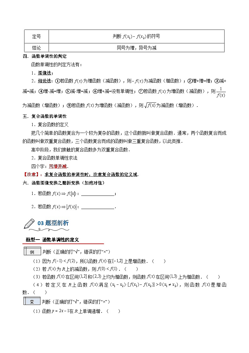 【暑假初升高】(人教A版2019)数学初三（升高一）暑假-3.4《函数的单调性》讲学案02