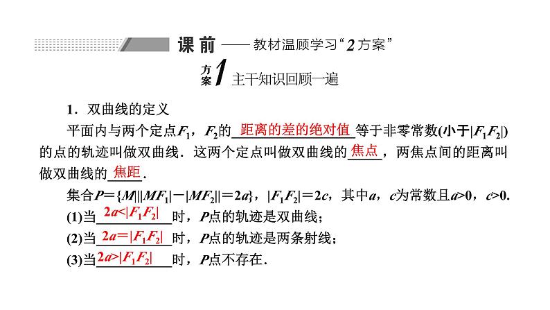 备战2024高考一轮复习数学（理） 第九章 解析几何 第六节 双曲线课件PPT第2页