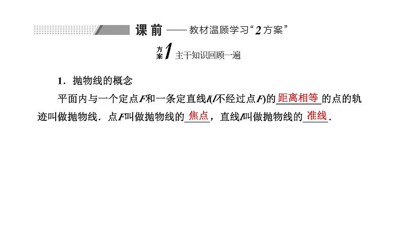 备战2024高考一轮复习数学（理） 第九章 解析几何 第七节 抛物线课件PPT02