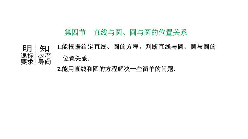 备战2024高考一轮复习数学（理） 第九章 解析几何 第四节 直线与圆、圆与圆的位置关系课件PPT01