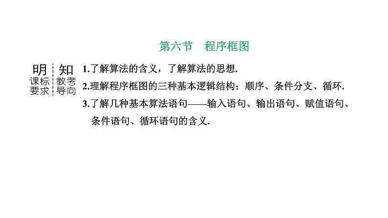 备战2024高考一轮复习数学（理） 第七章 不等式、推理与证明、程序框图 第六节 程序框图课件PPT第1页