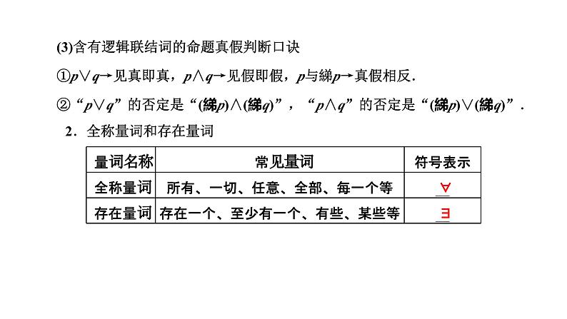 备战2024高考一轮复习数学（理） 第一章 集合与常用逻辑用语 第三节 简单的逻辑联结词、全称量词与存在量词课件PPT03