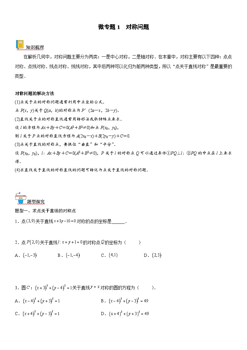 专题强化1 对称问题（原卷版）第1页