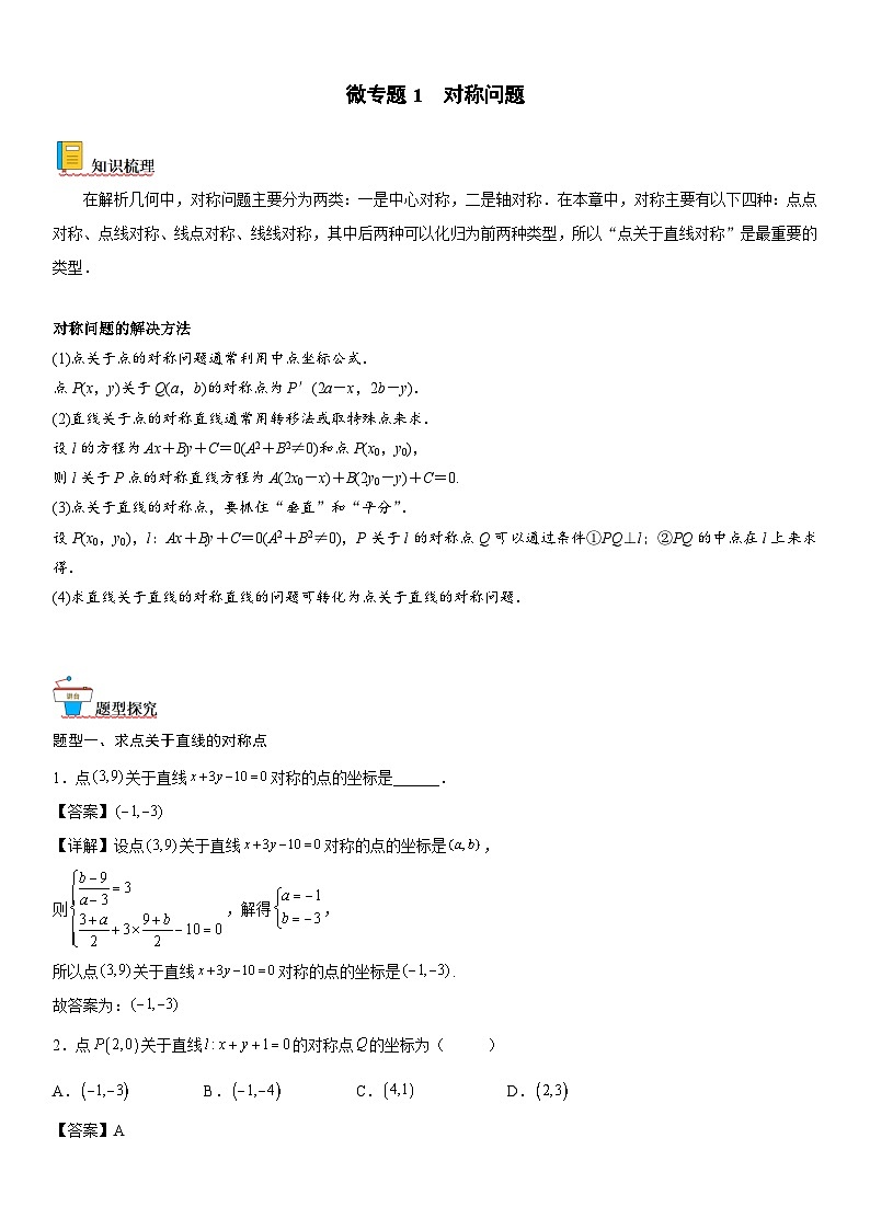 专题强化1 对称问题（解析版）第1页