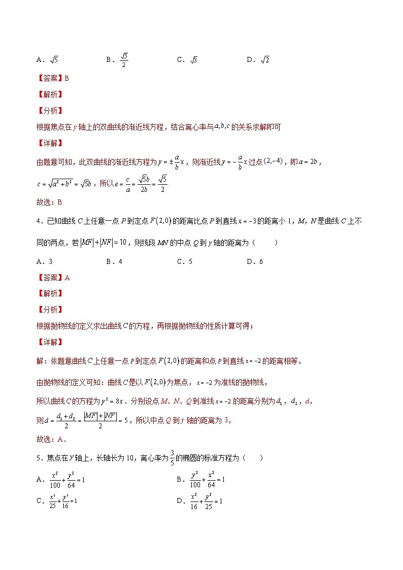 【暑假提升】(人教A版2019)数学高一（升高二）暑假-第三章《圆锥曲线的方程》综合测试02