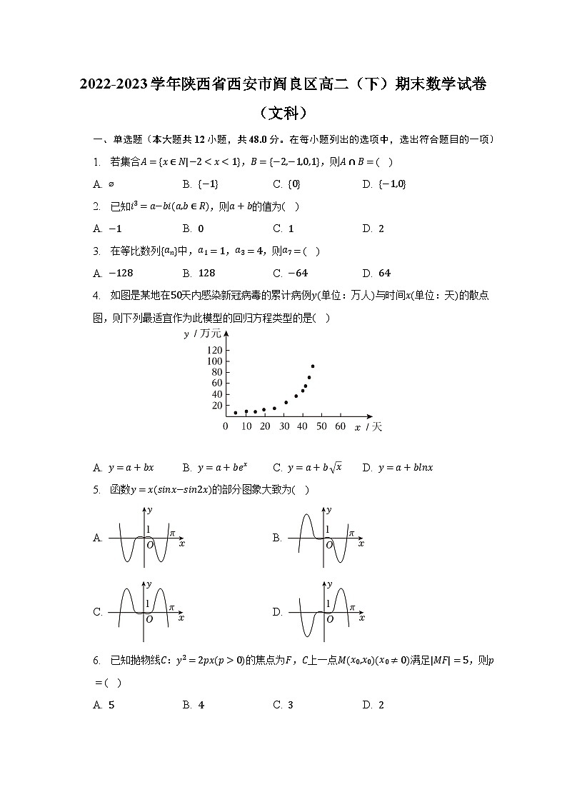 2022-2023学年陕西省西安市阎良区高二（下）期末数学试卷（文科）（含解析）01
