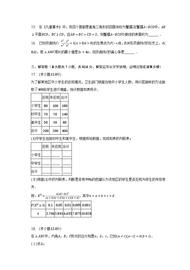 2022-2023学年陕西省西安市阎良区高二（下）期末数学试卷（文科）（含解析）03