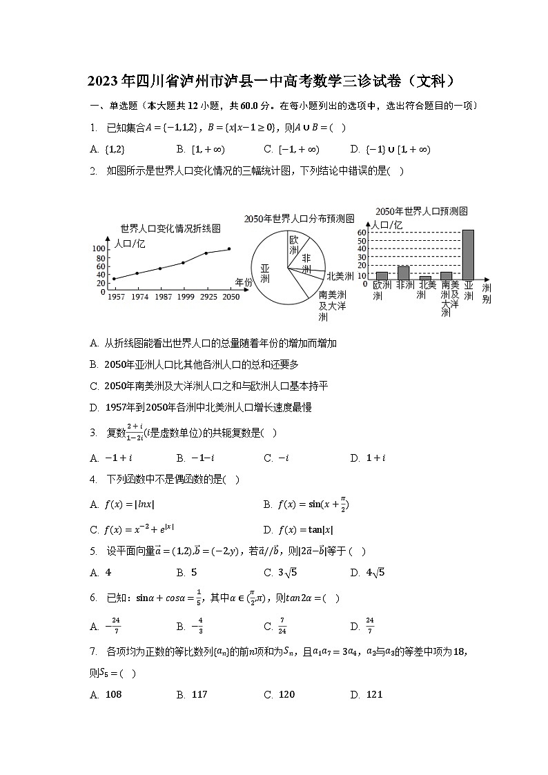 2023年四川省泸州市泸县一中高考数学三诊试卷（文科）（含解析）第1页