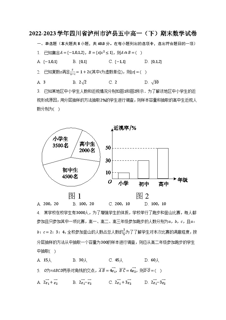 2022-2023学年四川省泸州市泸县五中高一（下）期末数学试卷（含解析）01