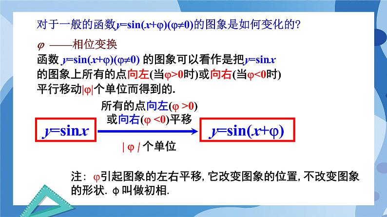 1.6.2探究φ对y=sin(x+φ)的图象的影响-高一数学同步课件+练习（北师大版2019必修第二册）05