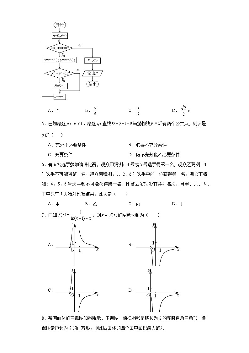 四川省成都石室中学2024届高三零诊模拟考试文科数学试题（含解析）第2页