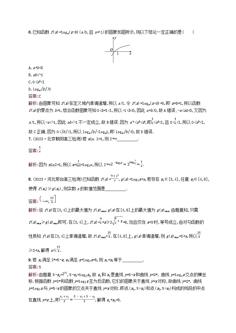 适用于新教材2024版高考数学一轮总复习第三章函数与基本初等函数课时规范练11对数与对数函数北师大版第2页