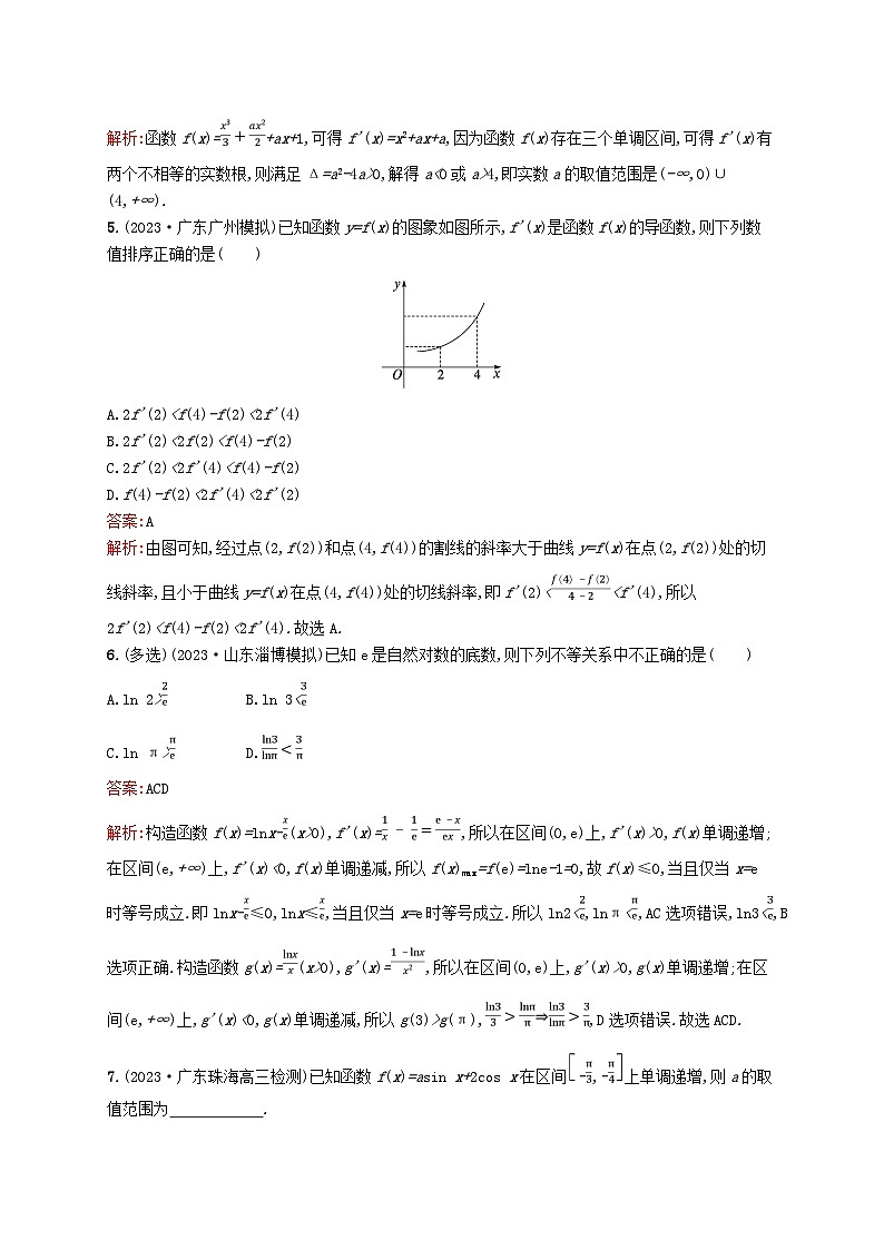 适用于新教材2024版高考数学一轮总复习第四章一元函数的导数及其应用课时规范练16利用导数研究函数的单调性北师大版第2页