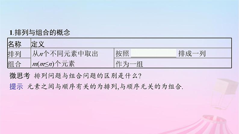 适用于新教材2024版高考数学一轮总复习第十一章计数原理概率随机变量及其分布第二节排列与组合课件北师大版第5页