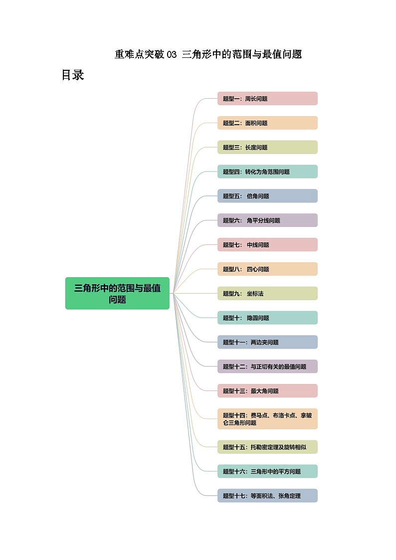 重难点突破03 三角形中的范围与最值问题（十七大题型）-高考数学一轮复习讲练测（新教材新高考）01