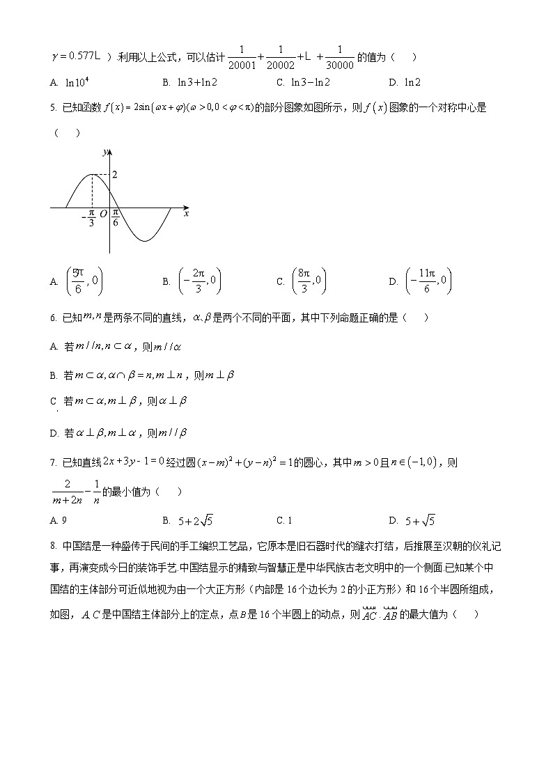 河北省石家庄市2023届高三三模数学试题  Word版无答案第2页