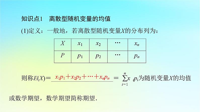 2023新教材高中数学第7章随机变量及其分布7.3离散型随机变量的数字特征7.3.1离散型随机变量的均值课件新人教A版选择性必修第三册第6页