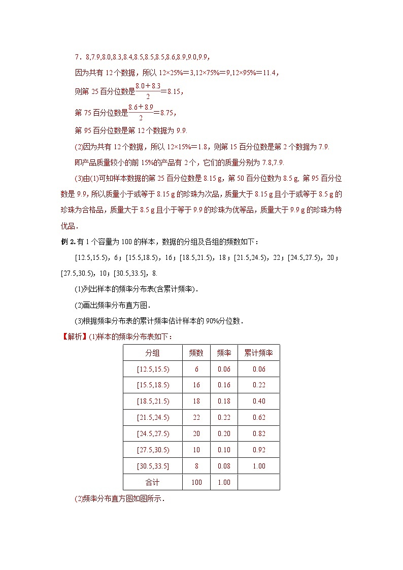 高中数学（人教A版）必修第二册：9.2.2总体百分数的估计（教案）03